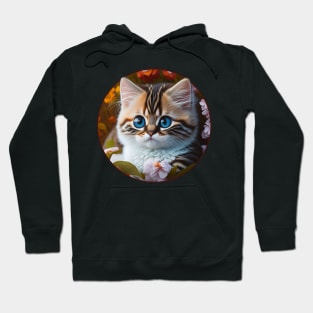 Adorable Orange and White Kitten with Big Blue Eyes and Stripes Design Hoodie